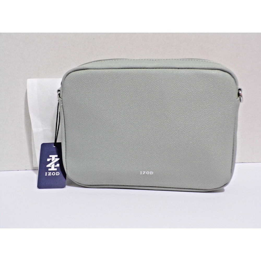IZOD Crossbody Bag Tags Adjustable Shoulder Strap Sage Green Zipper Dust Bag‎